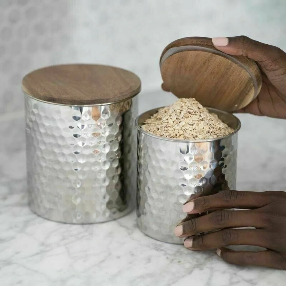 🌸UNCOMMON JAMES Hammered Silver Canisters🌸 - Picture 1 of 5